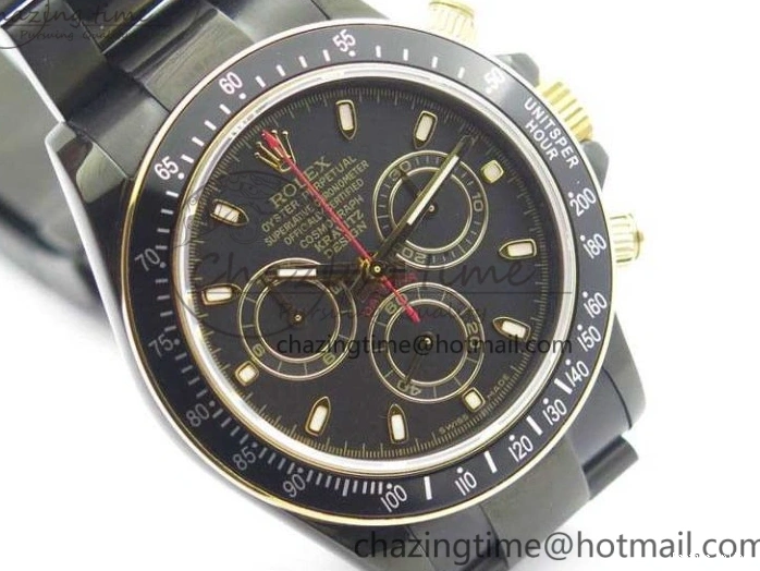 0415 Modern Daytona Kravitz YG DLC BP Maker Best Edition Black Dial On DLC Bracelet A4130 (Free Leather Strap) 3572